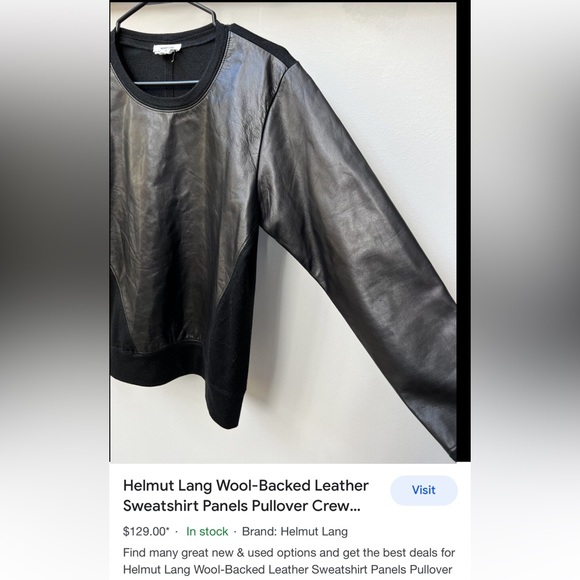 Helmut Lang Wool-Backed Leather
Panels Pullover - Picture 3 of 9